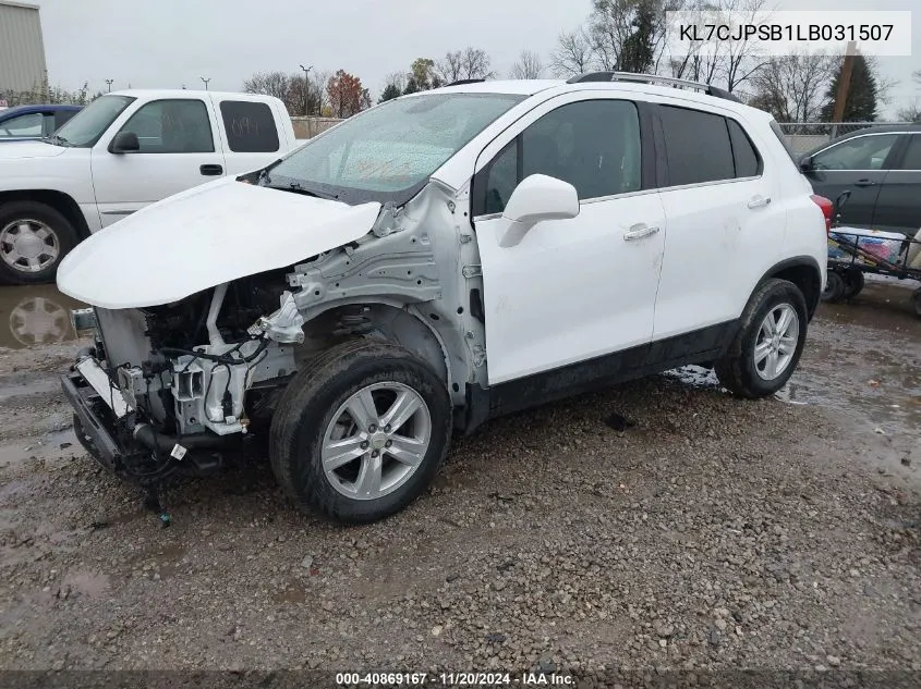 2020 Chevrolet Trax Awd Lt VIN: KL7CJPSB1LB031507 Lot: 40869167