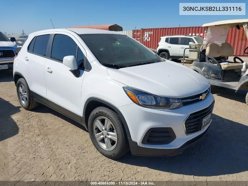 2020 Chevrolet Trax Fwd Ls VIN: 3GNCJKSB2LL331116 Lot: 40884395