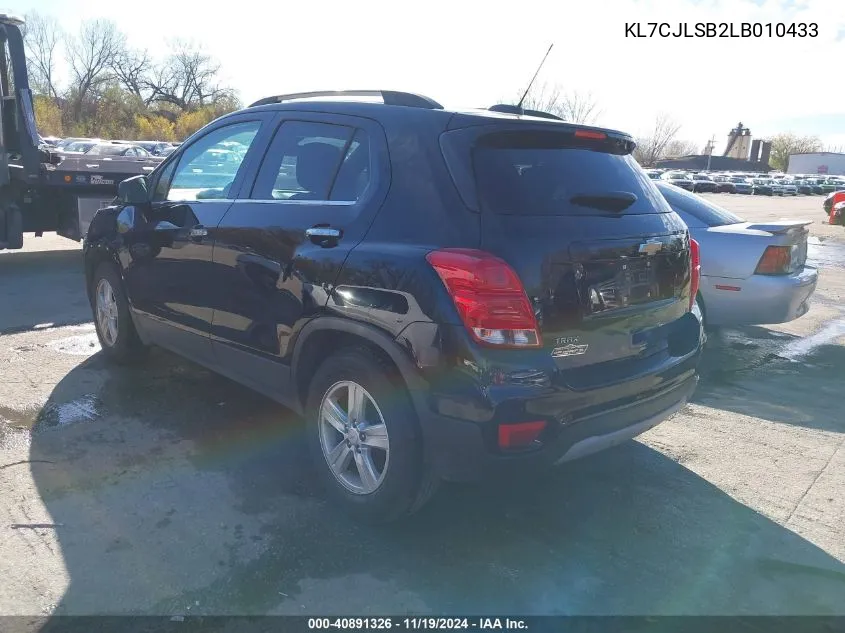 2020 Chevrolet Trax Fwd Lt VIN: KL7CJLSB2LB010433 Lot: 40891326