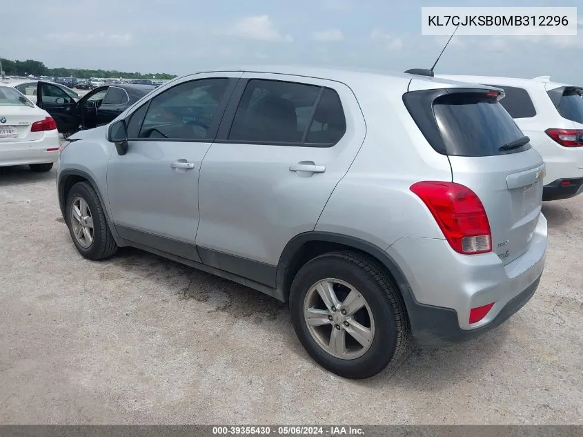 2021 Chevrolet Trax Fwd Ls VIN: KL7CJKSB0MB312296 Lot: 39355430