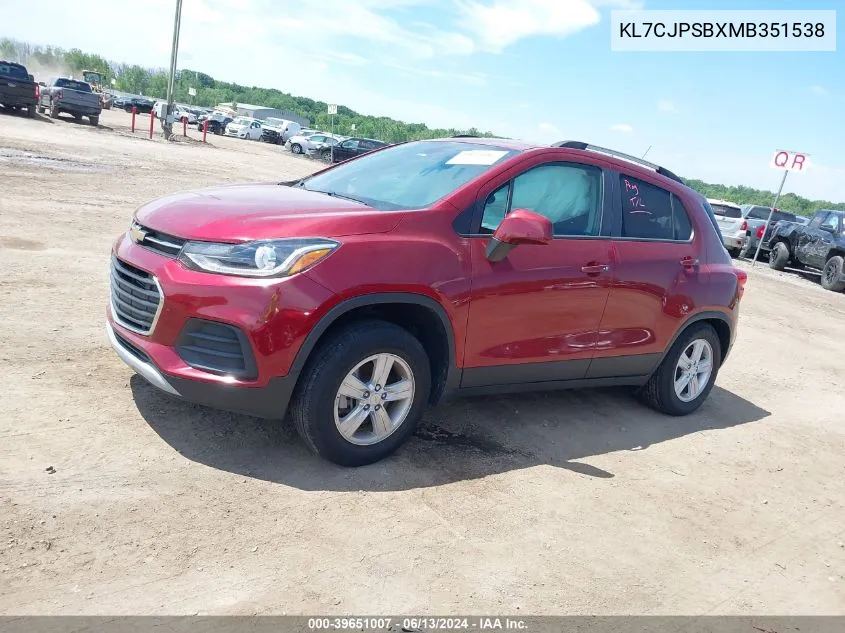 2021 Chevrolet Trax Awd Lt VIN: KL7CJPSBXMB351538 Lot: 39651007