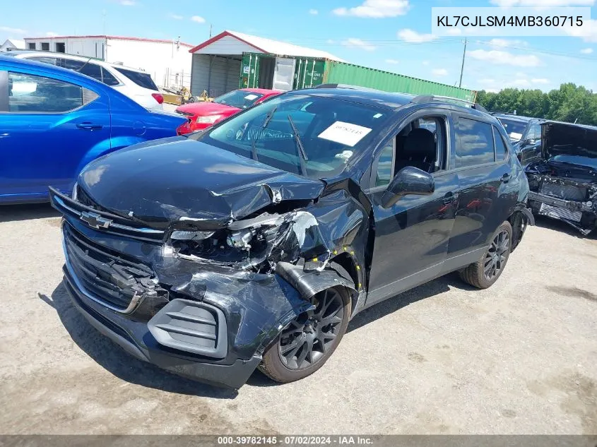 2021 Chevrolet Trax Fwd Lt VIN: KL7CJLSM4MB360715 Lot: 39782145