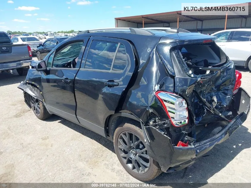 2021 Chevrolet Trax Fwd Lt VIN: KL7CJLSM4MB360715 Lot: 39782145