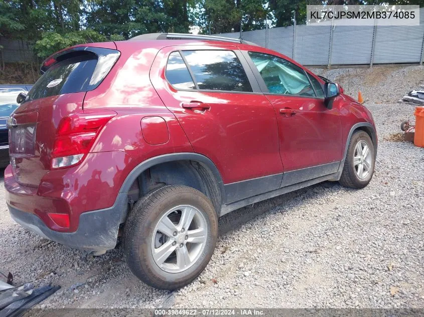 2021 Chevrolet Trax Awd Lt VIN: KL7CJPSM2MB374085 Lot: 39849622