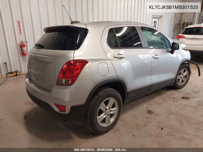 2021 Chevrolet Trax Fwd Ls VIN: KL7CJKSB1MB301520 Lot: 40015015