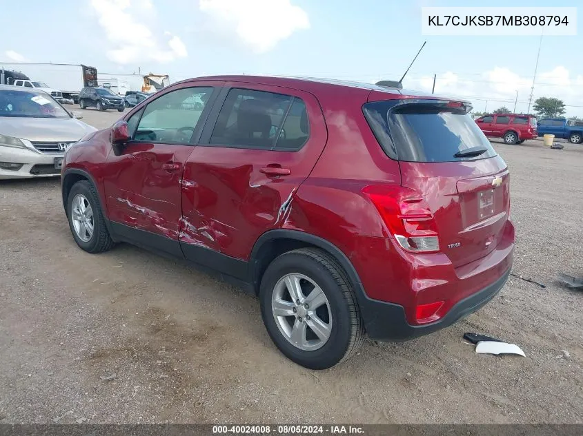 KL7CJKSB7MB308794 2021 Chevrolet Trax Fwd Ls