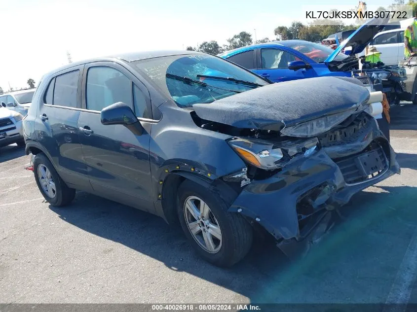 2021 Chevrolet Trax Fwd Ls VIN: KL7CJKSBXMB307722 Lot: 40026918