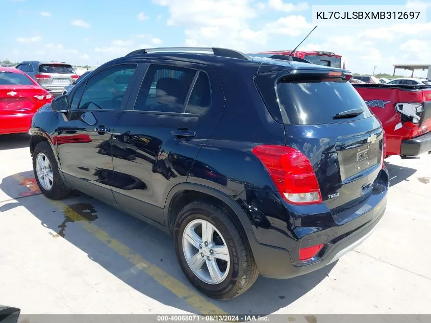 2021 Chevrolet Trax Fwd Lt VIN: KL7CJLSBXMB312697 Lot: 40068071