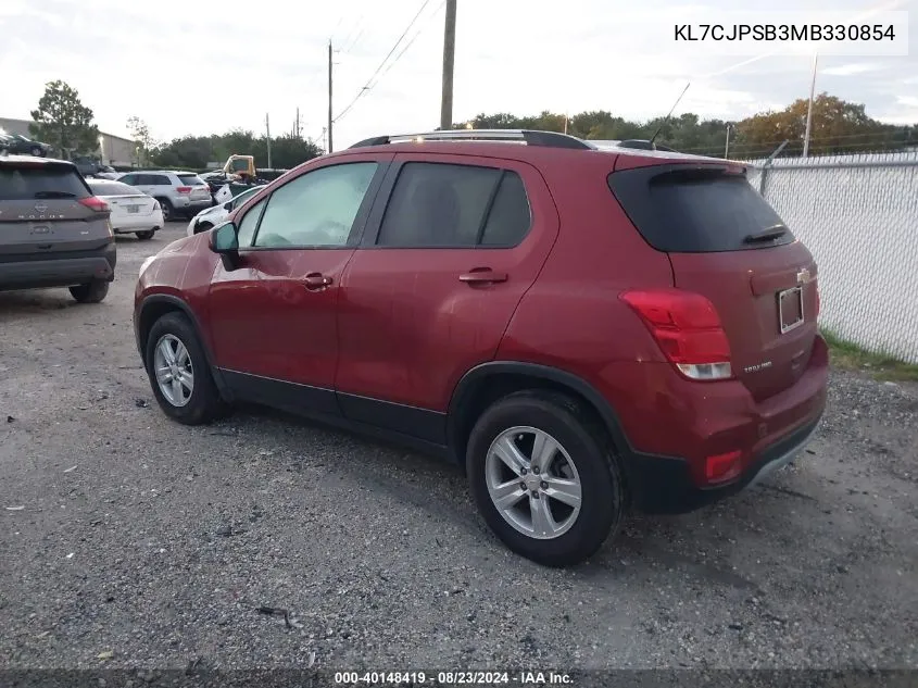 2021 Chevrolet Trax Awd Lt VIN: KL7CJPSB3MB330854 Lot: 40148419