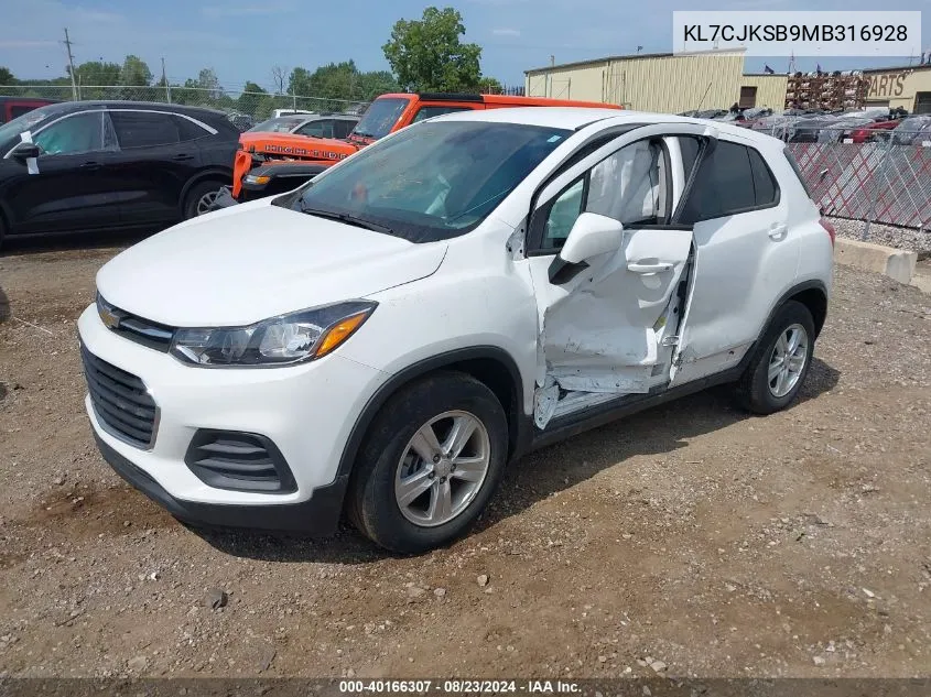 KL7CJKSB9MB316928 2021 Chevrolet Trax Fwd Ls