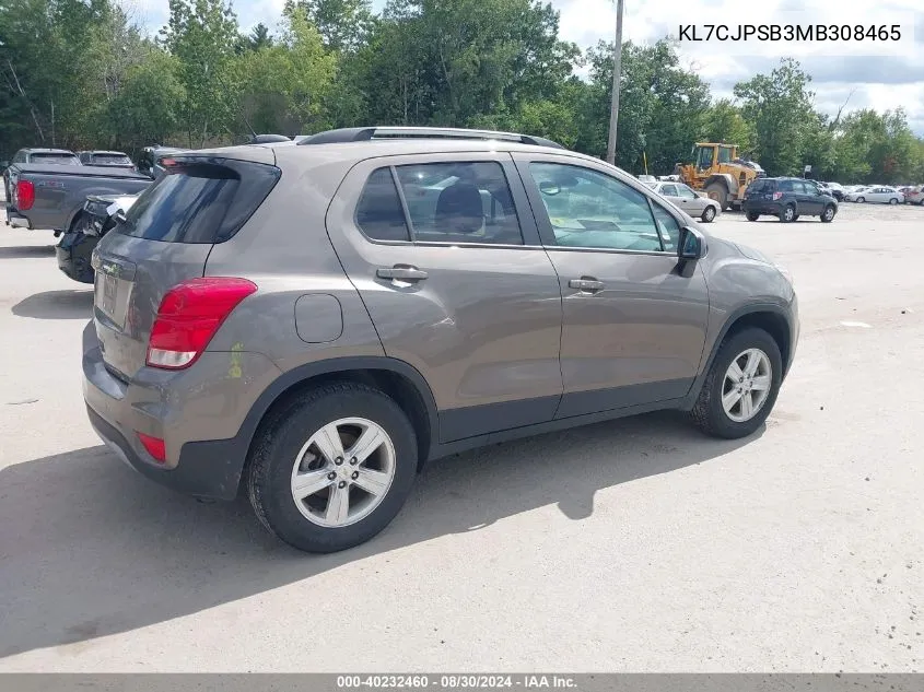 2021 Chevrolet Trax Awd Lt VIN: KL7CJPSB3MB308465 Lot: 40232460