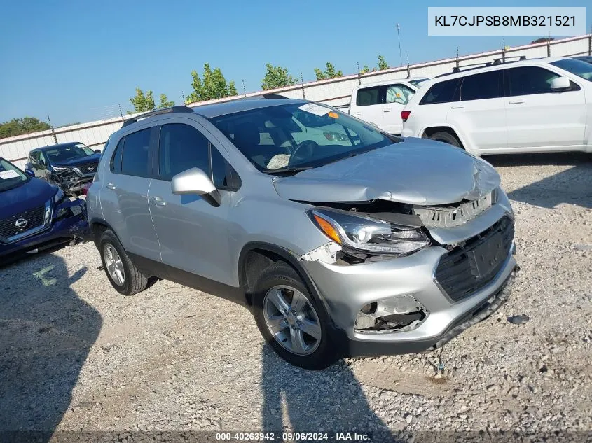 2021 Chevrolet Trax Awd Lt VIN: KL7CJPSB8MB321521 Lot: 40263942