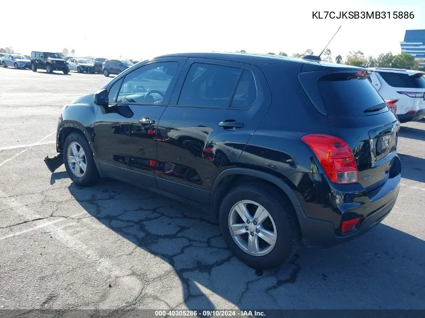 KL7CJKSB3MB315886 2021 Chevrolet Trax Ls