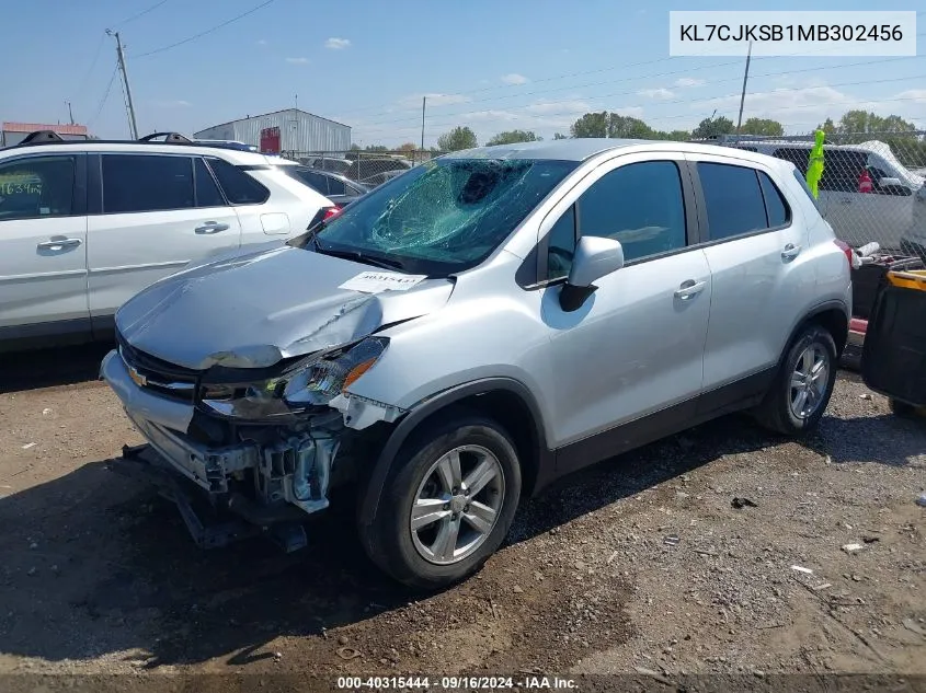 KL7CJKSB1MB302456 2021 Chevrolet Trax Fwd Ls