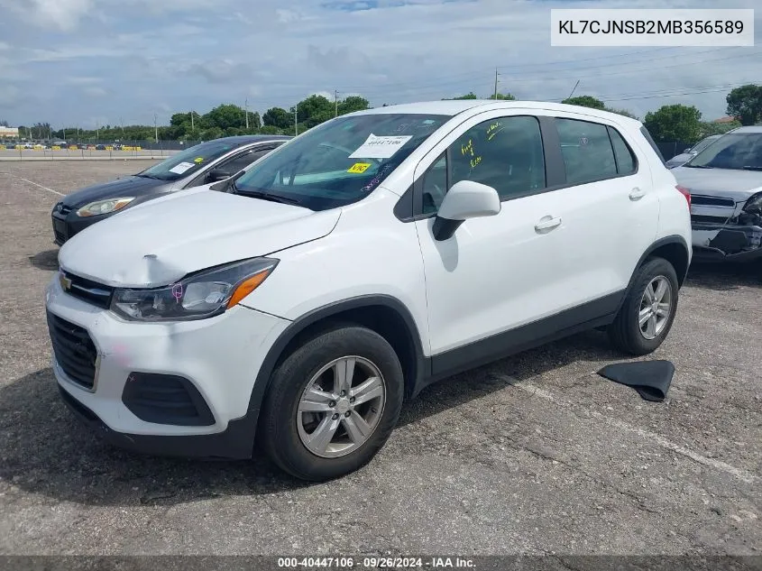 2021 Chevrolet Trax Ls VIN: KL7CJNSB2MB356589 Lot: 40447106