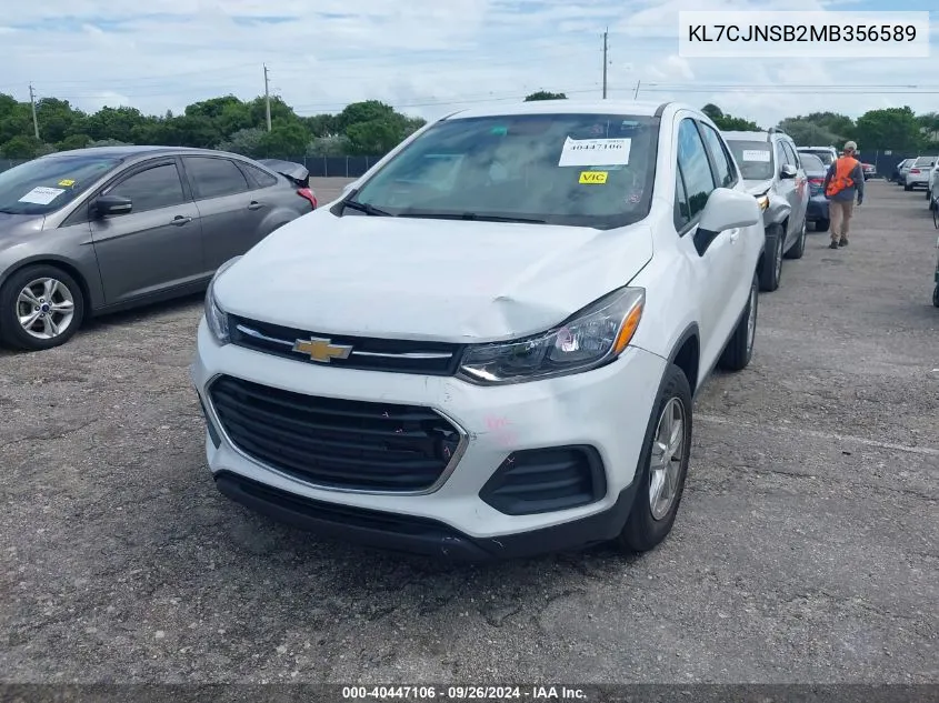 2021 Chevrolet Trax Ls VIN: KL7CJNSB2MB356589 Lot: 40447106