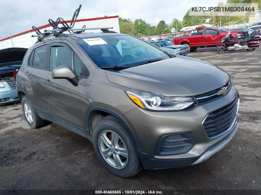 2021 Chevrolet Trax Awd Lt VIN: KL7CJPSB1MB308464 Lot: 40465685