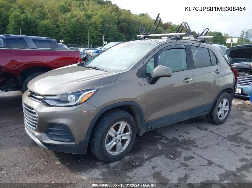 2021 Chevrolet Trax Awd Lt VIN: KL7CJPSB1MB308464 Lot: 40465685