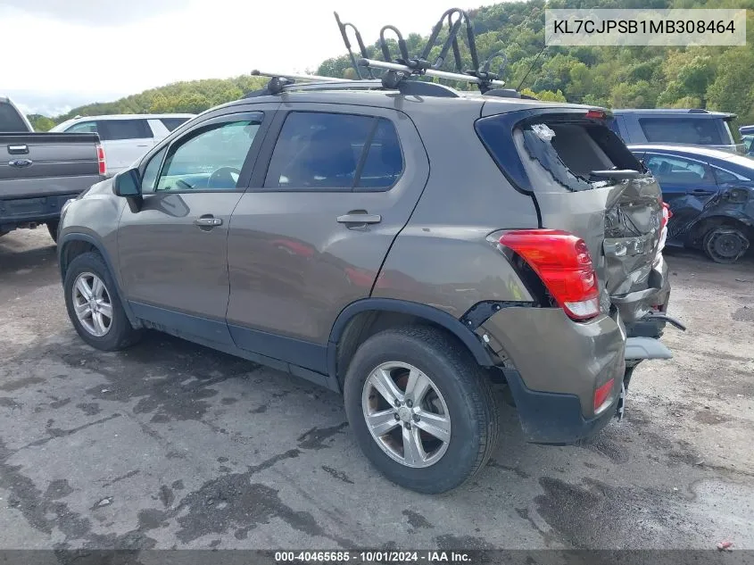 2021 Chevrolet Trax Awd Lt VIN: KL7CJPSB1MB308464 Lot: 40465685