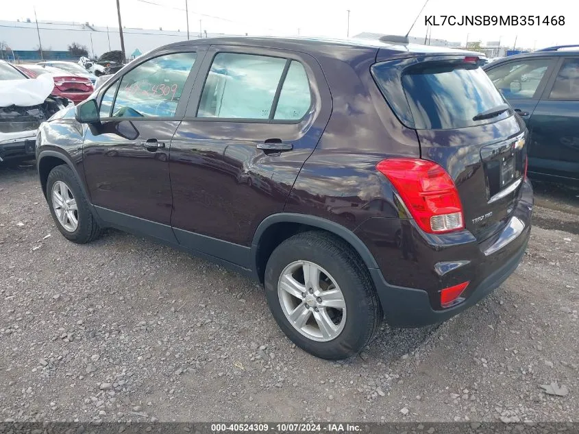 2021 Chevrolet Trax Awd Ls VIN: KL7CJNSB9MB351468 Lot: 40524309