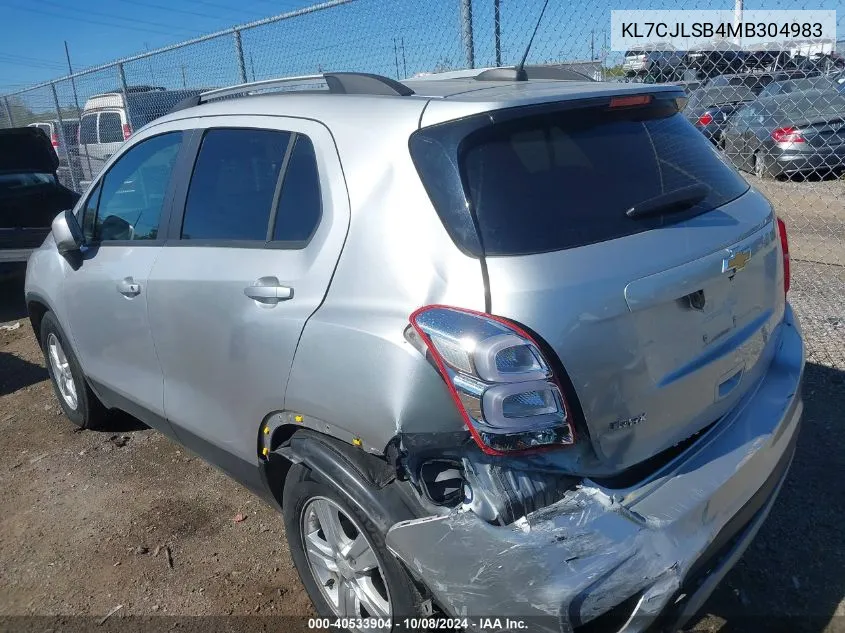 2021 Chevrolet Trax Fwd Lt VIN: KL7CJLSB4MB304983 Lot: 40533904