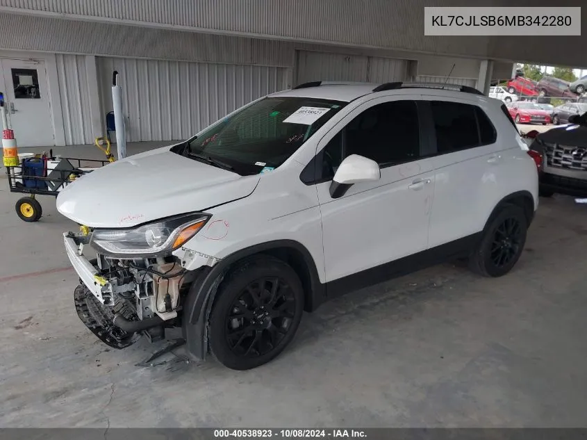 2021 Chevrolet Trax Fwd Lt VIN: KL7CJLSB6MB342280 Lot: 40538923