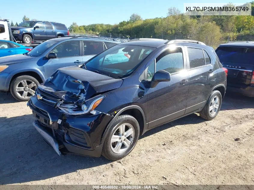 2021 Chevrolet Trax 1Lt VIN: KL7CJPSM3MB365749 Lot: 40546502