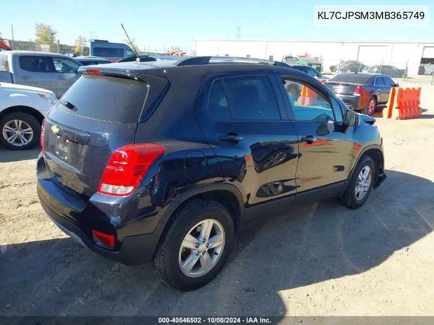 KL7CJPSM3MB365749 2021 Chevrolet Trax 1Lt