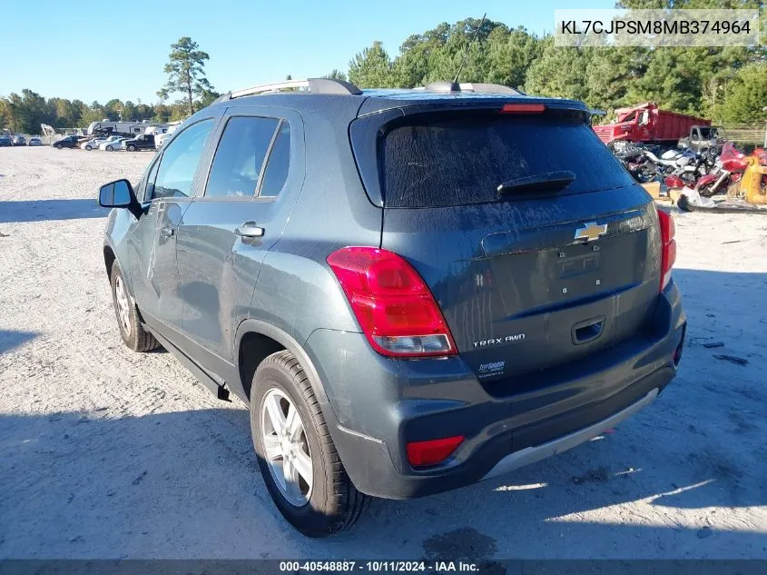 2021 Chevrolet Trax 1Lt VIN: KL7CJPSM8MB374964 Lot: 40548887