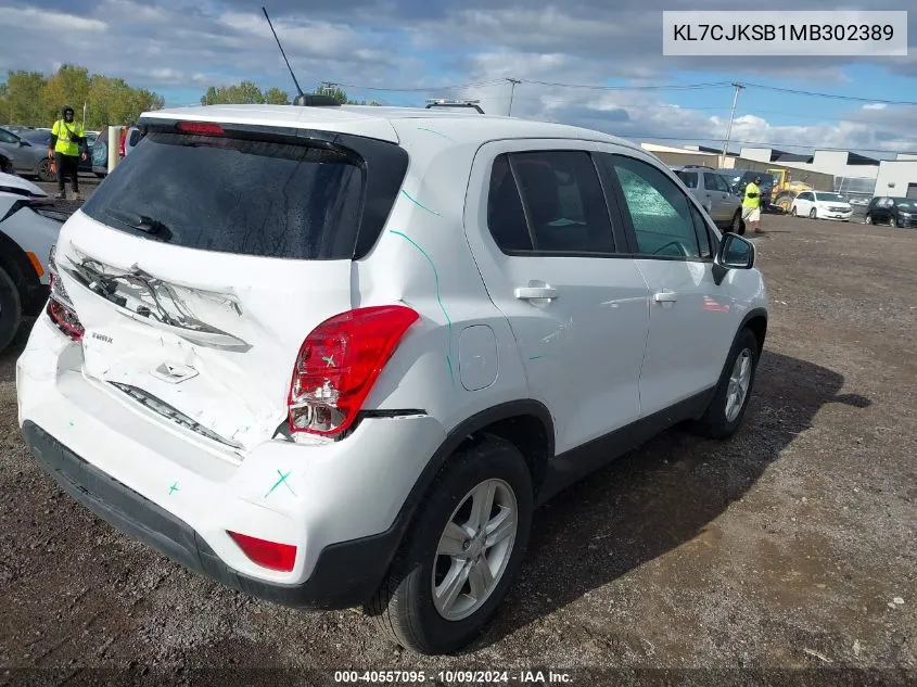 2021 Chevrolet Trax Fwd Ls VIN: KL7CJKSB1MB302389 Lot: 40557095