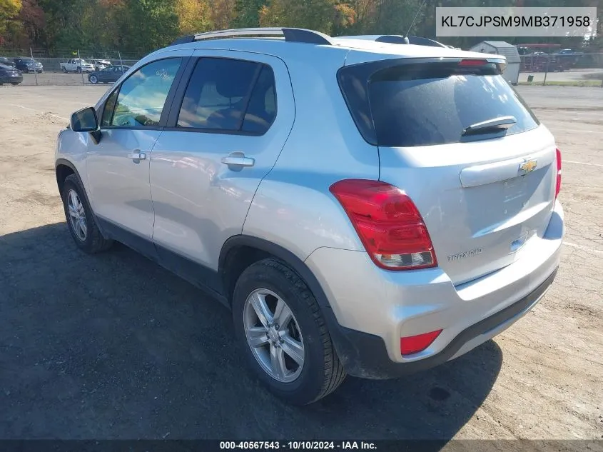 2021 Chevrolet Trax Awd Lt VIN: KL7CJPSM9MB371958 Lot: 40567543