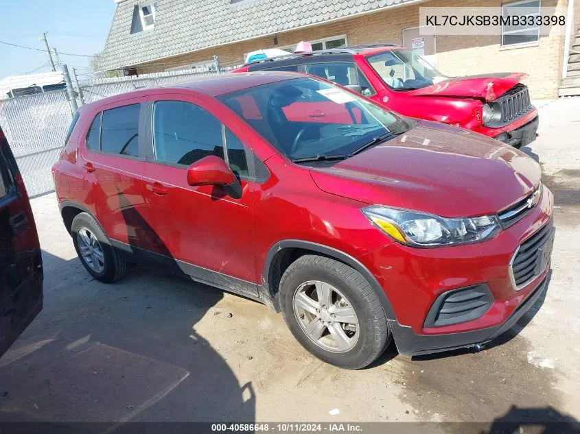 2021 Chevrolet Trax Fwd Ls VIN: KL7CJKSB3MB333398 Lot: 40586648