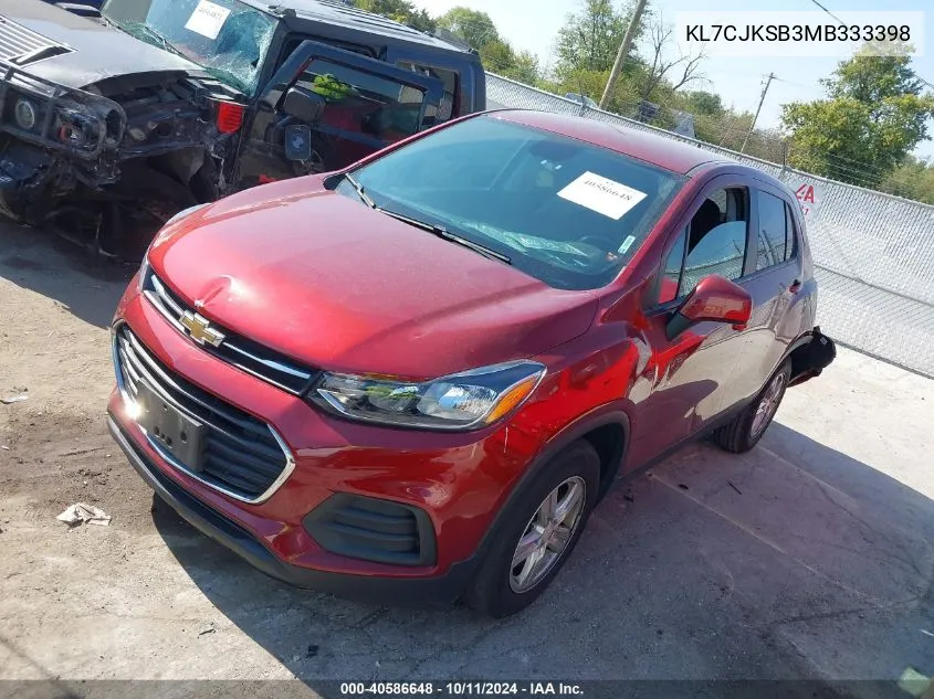 2021 Chevrolet Trax Fwd Ls VIN: KL7CJKSB3MB333398 Lot: 40586648