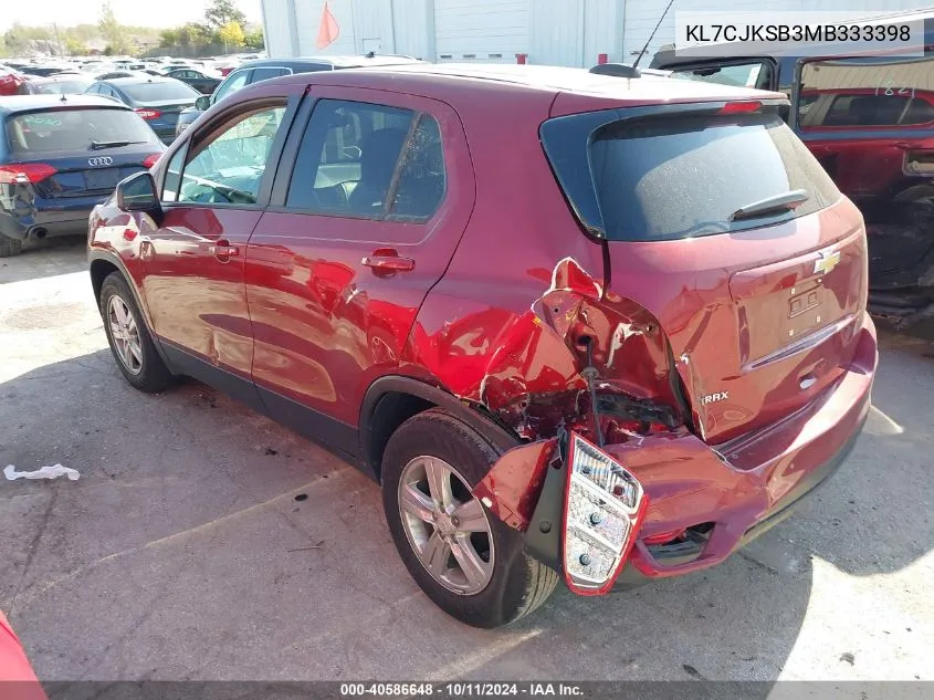 2021 Chevrolet Trax Fwd Ls VIN: KL7CJKSB3MB333398 Lot: 40586648