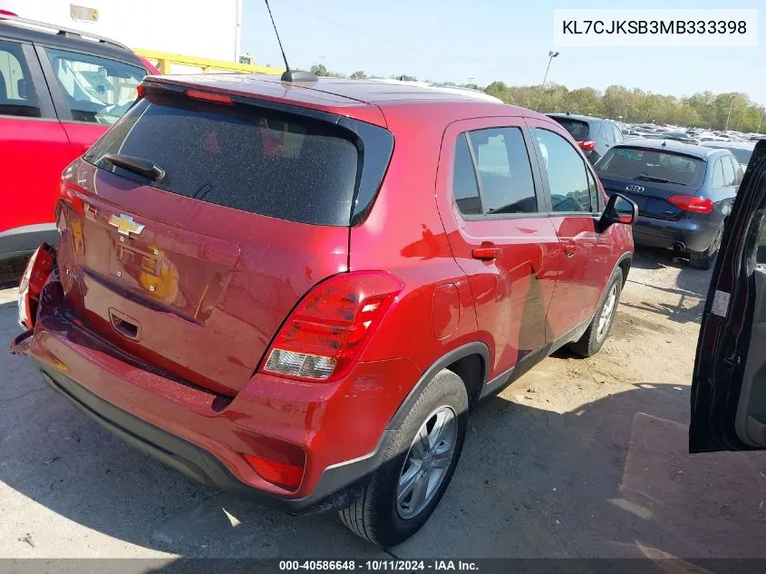 2021 Chevrolet Trax Fwd Ls VIN: KL7CJKSB3MB333398 Lot: 40586648