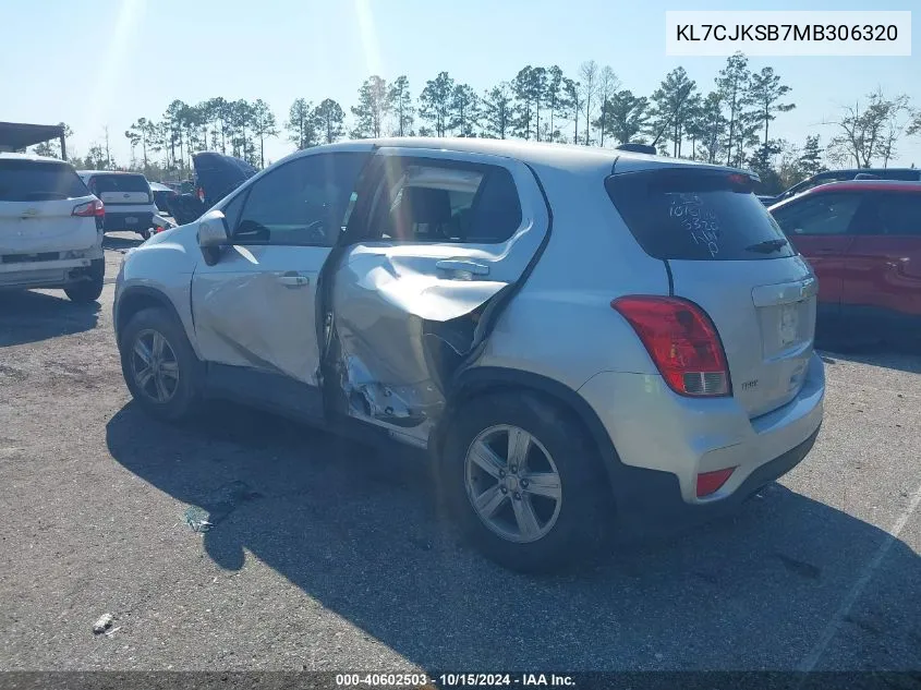 2021 Chevrolet Trax Fwd Ls VIN: KL7CJKSB7MB306320 Lot: 40602503