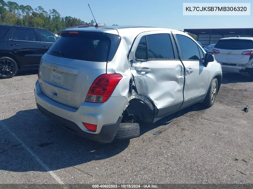 2021 Chevrolet Trax Fwd Ls VIN: KL7CJKSB7MB306320 Lot: 40602503