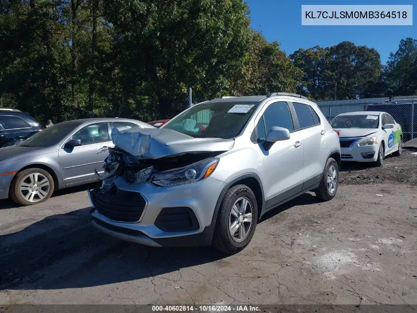 2021 Chevrolet Trax Fwd Lt VIN: KL7CJLSM0MB364518 Lot: 40602814