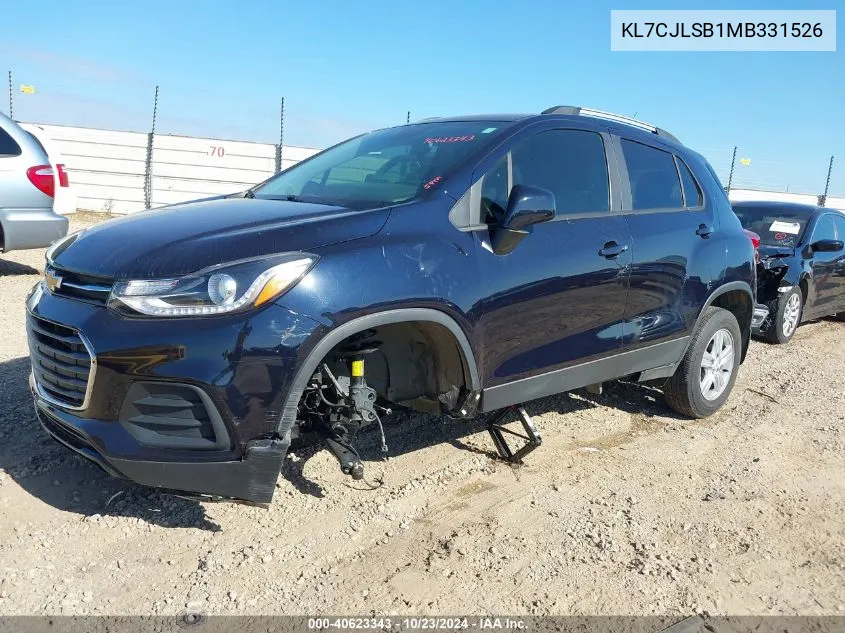 2021 Chevrolet Trax Fwd Lt VIN: KL7CJLSB1MB331526 Lot: 40623343