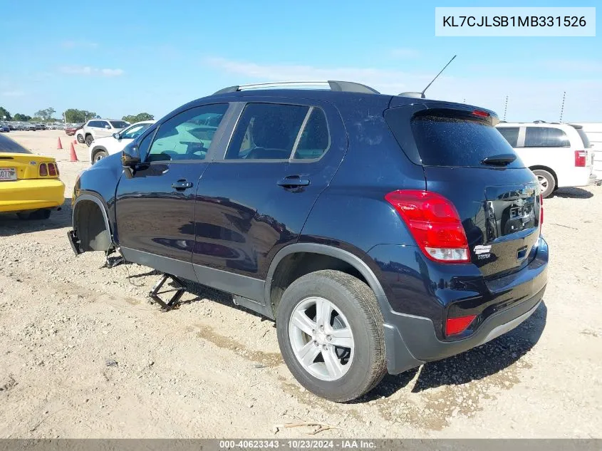 2021 Chevrolet Trax Fwd Lt VIN: KL7CJLSB1MB331526 Lot: 40623343