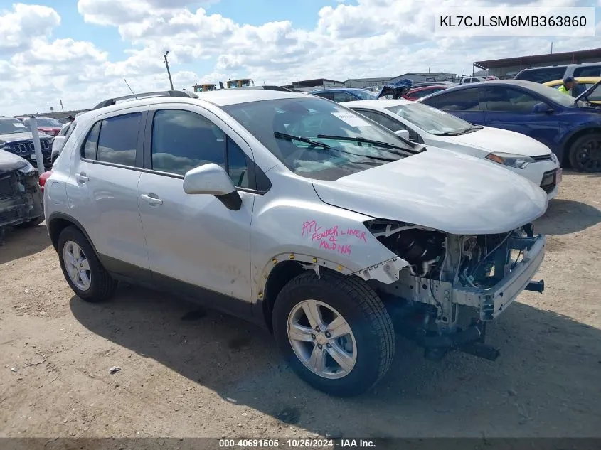 2021 Chevrolet Trax Fwd Lt VIN: KL7CJLSM6MB363860 Lot: 40691505