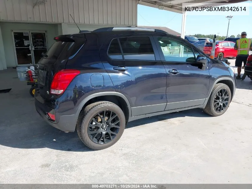 2021 Chevrolet Trax Awd Lt VIN: KL7CJPSBXMB342614 Lot: 40703271