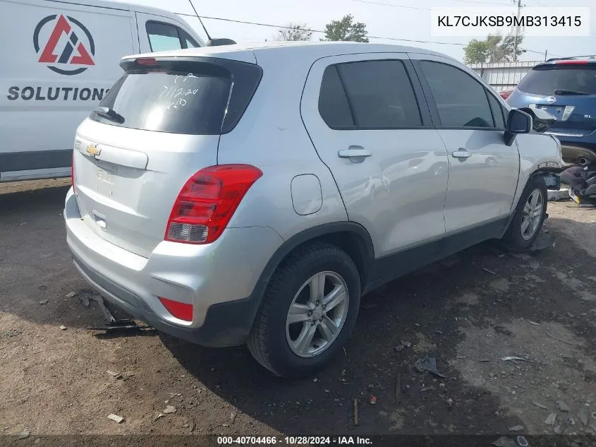 2021 Chevrolet Trax Fwd Ls VIN: KL7CJKSB9MB313415 Lot: 40704466