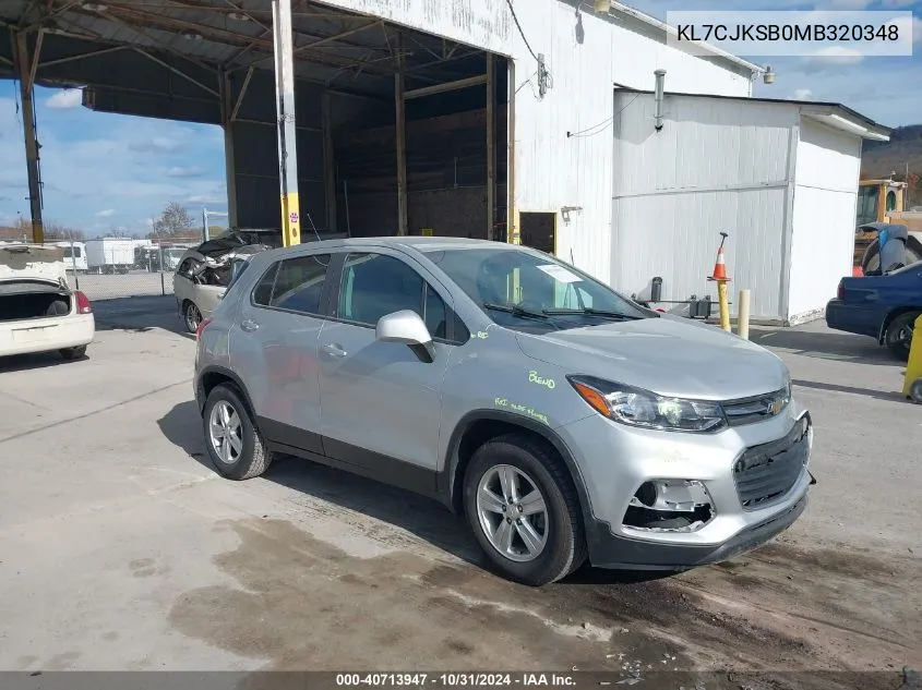 2021 Chevrolet Trax Fwd Ls VIN: KL7CJKSB0MB320348 Lot: 40713947