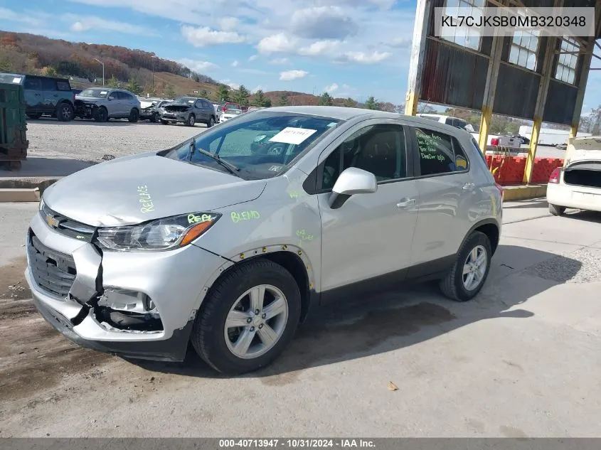 2021 Chevrolet Trax Fwd Ls VIN: KL7CJKSB0MB320348 Lot: 40713947