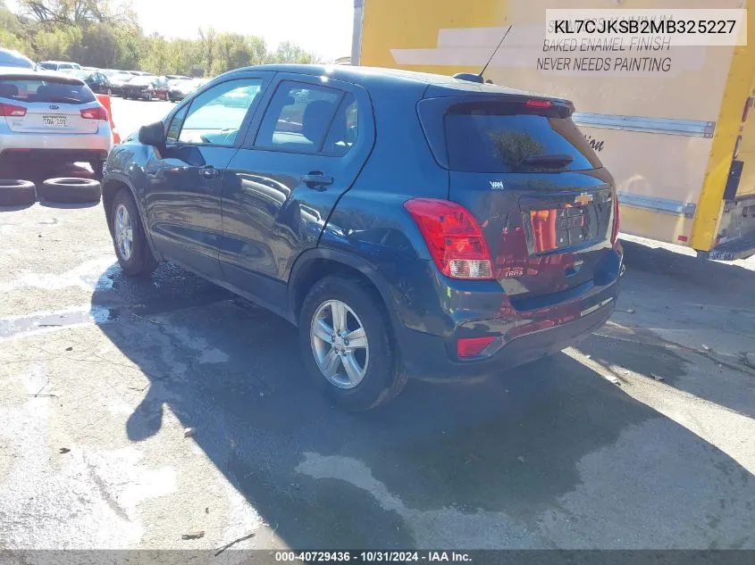 2021 Chevrolet Trax Fwd Ls VIN: KL7CJKSB2MB325227 Lot: 40729436