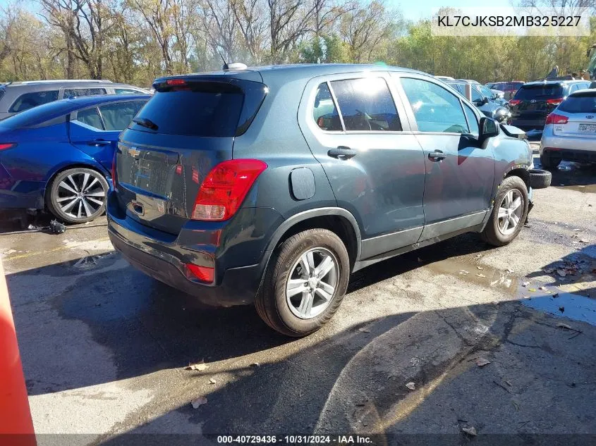 2021 Chevrolet Trax Fwd Ls VIN: KL7CJKSB2MB325227 Lot: 40729436