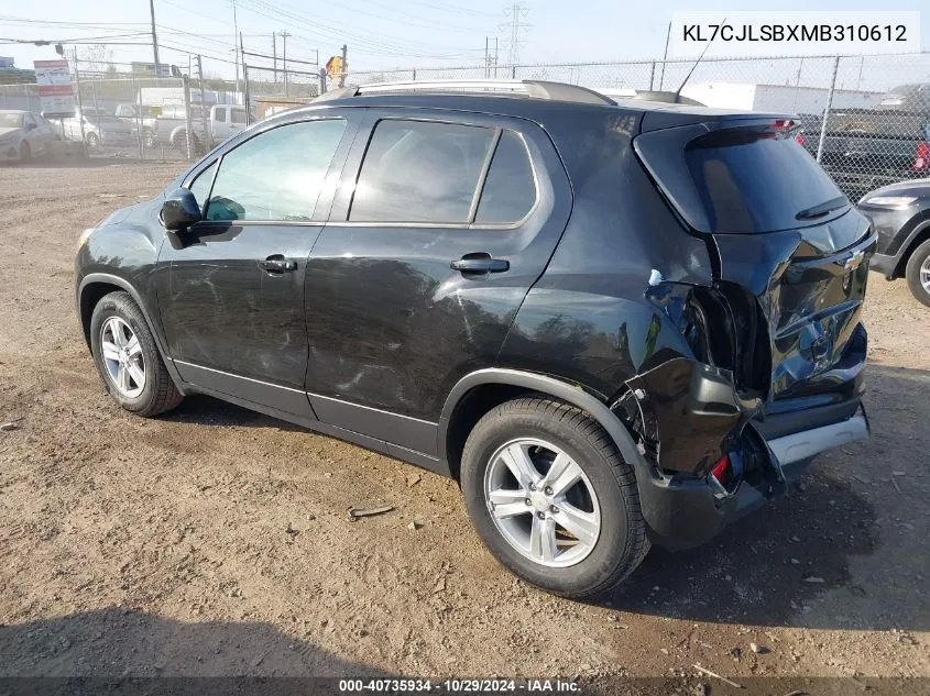 2021 Chevrolet Trax Fwd Lt VIN: KL7CJLSBXMB310612 Lot: 40735934