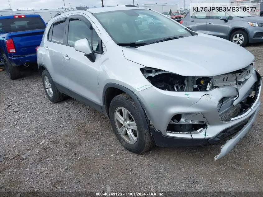 2021 Chevrolet Trax Awd Lt VIN: KL7CJPSB3MB310877 Lot: 40749128