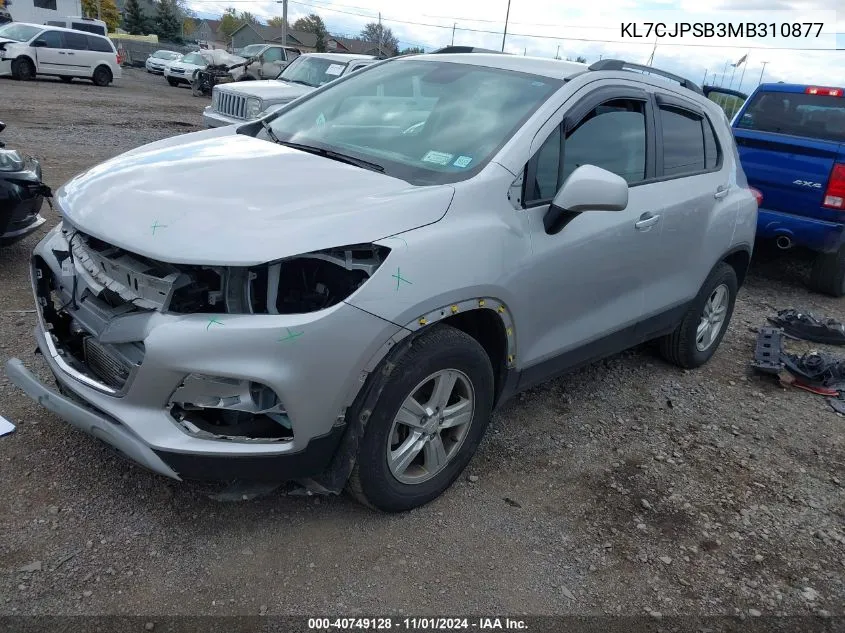 2021 Chevrolet Trax Awd Lt VIN: KL7CJPSB3MB310877 Lot: 40749128